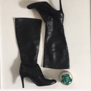 Cole Hann | Tall soft leather heeled boots in black